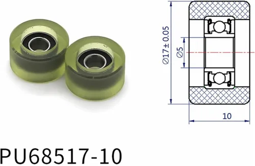 Vista 2 de SSIMOO Diameter 17mm, PU Polyurethane Bearing,Rubber Coated Soft Pulley/Roller, Width 10mm Kindly