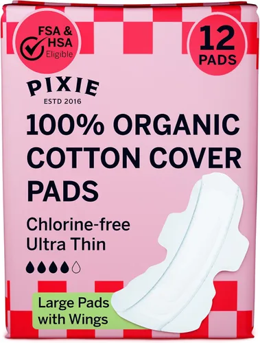 Vista 15 de Pixie - Almohadillas posparto ultra finas de algodón orgánico para mujer, absorción extra abundante con alas, a prueba de fugas, hipoalergénicas