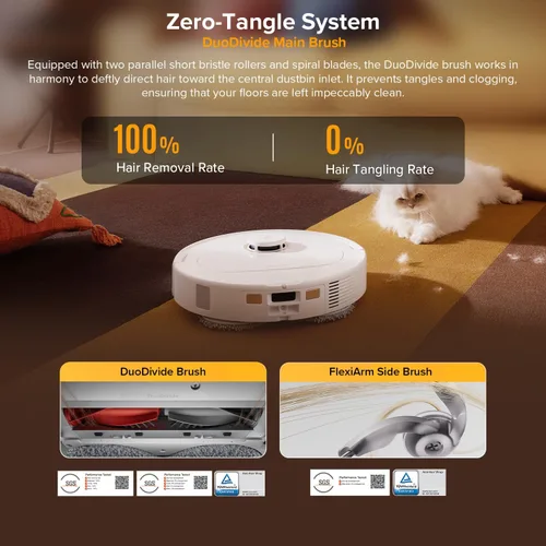Vista 5 de roborock Qrevo S5V Robot Vacuum and Mop, FlexiArm Edge Mopping, 12,000Pa Suction, Dual Zero-Tangle System, Smart Obstacle Avoidance, 10mm Mop White