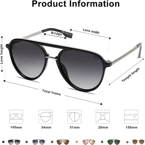 Vista 4 de SOJOS Retro Aviator Polarized Sunglasses for Women Men Double Bridge Ladies Shades SJ2078