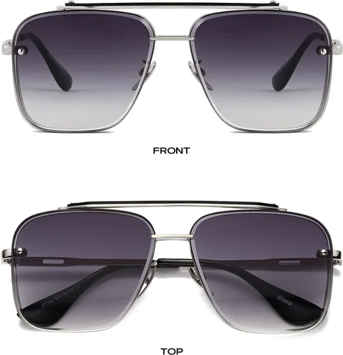 Vista 3 de Gtand Gafas de sol cuadradas de moda de moda para mujeres y hombres, gafas de sol de metal vintage