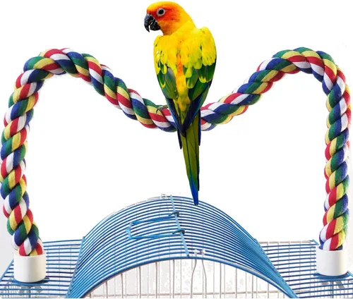 Vista 11 de Perca para pájaros, perca de cuerda para pájaros y percha de cuerda, perchas para pájaros para jaula, perca de cuerda para conures, loros, cacatúa
