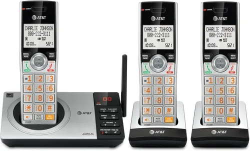 Vista 17 de AT&T CL84107 DECT 6.0 Teléfono expandible con cable/inalámbrico con bloqueador de llamadas inteligente, negro/plata con 1 auricular