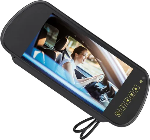 Vista 3 de DAN&DRE Espejo retrovisor 7 "LCD cámara de visión trasera negro espejo monitor coche furgoneta camión autobús control remoto AV1 AV2 720P 120 °