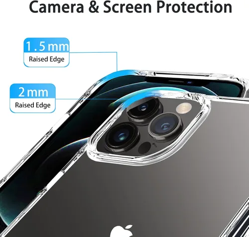 Vista 5 de JJGoo Compatible con iPhone 12 Pro Max, transparente, a prueba de golpes, delgada, antiarañazos, carcasa protectora de policarbonato duro