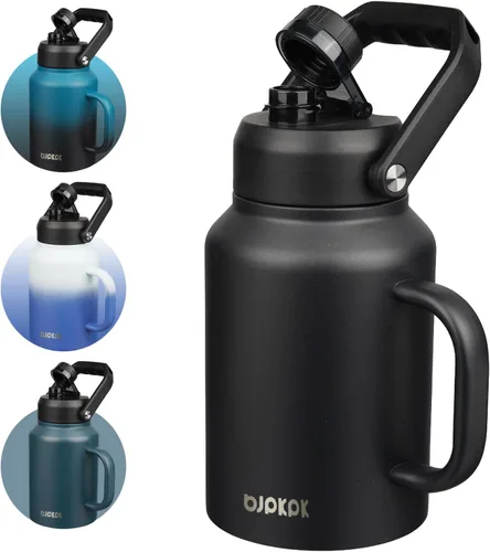 Vista 50 de BJPKPK Botella de agua aislada de un galón (128 onzas), de acero inoxidable, apta para lavavajillas, jarra sin BPA con mango ergonómico y parte