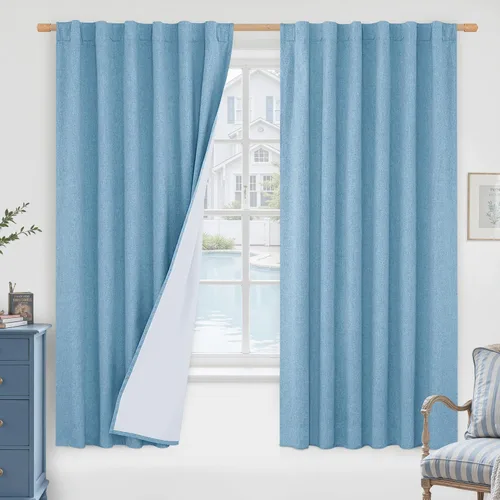 Vista 139 de LAMIT Cortinas opacas cortas de lino de 30 pulgadas para ventanas de cocina sobre el fregadero, cortinas de café texturizadas de lino marfil