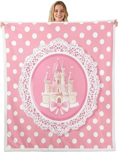 Vista 15 de Princess Flannel Blanket All Seasons,Rainbow Cloud Stars Butterfly Bed Blanket for Kawaii Home Decor,Dreamy Fairy Tale Castle Blanket for Kids Girls