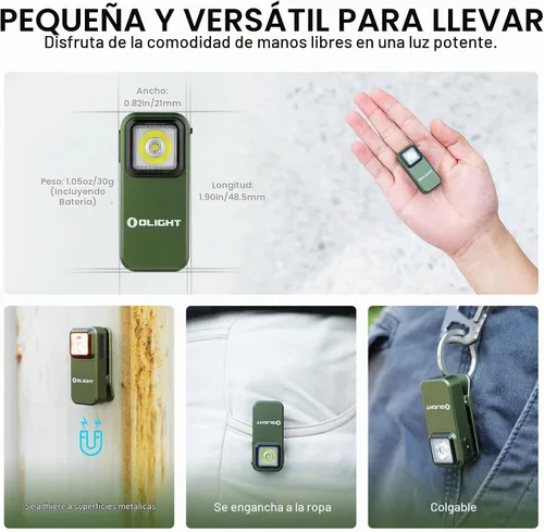 Vista 2 de OLIGHT Oclip linterna recargable EDC de 300 lúmenes con fuentes duales, luz de bolsillo compacta con clip, conveniente carga USB C, luces magnéticas