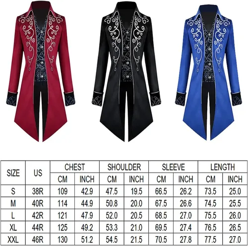 Vista 3 de Men's Steampunk Vintage Tailcoat Gothic Victorian Jacket Frock Coat Halloween Costume