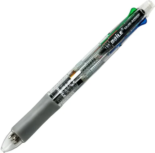 Vista 8 de Baile Bolígrafo multifuncional 6 en 1, 5 colores, bolígrafo de 0.028 in y lápiz mecánico de 0.020 in en un bolígrafo, paquete de 5