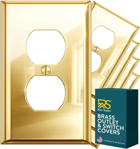 Vista 61 de Rio Salto BRASS Signature Collection MIDSIZE - Placa de pared de metal dorado para interruptor de luz o cubierta de tomacorriente, placa de pared