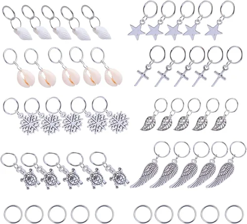 Vista 9 de KALLORY 100 piezas de joyería para el cabello, brazaletes trenzados, anillos para el cabello