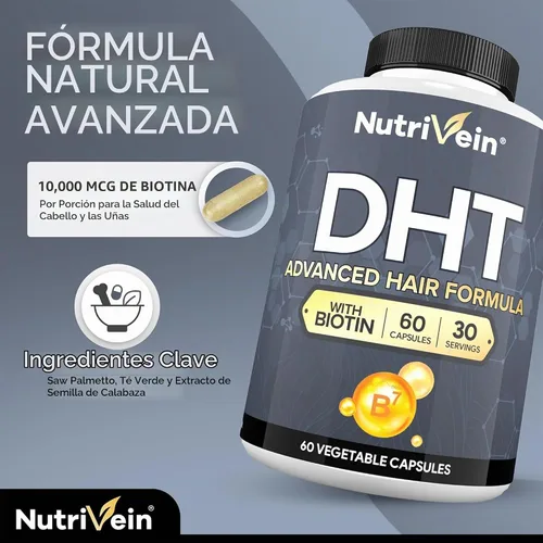 Vista 4 de Nutrivein Cápsulas de colágeno múltiple premium y paquete bloqueador DHT: cápsulas de péptidos de colágeno múltiple de alta absorción y bloqueador