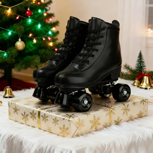 Vista 8 de Gets Patines de ruedas para mujer, ruedas iluminadas, de cuero artificial, ajustables, de doble fila, 4 ruedas, patines brillantes para adolescentes