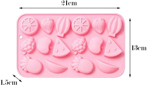 Vista 2 de CANDeal Paquete de 2 moldes de gelatina en forma de fruta, moldes de silicona para fondant 3D, mini moldes de caramelo de fresa para moldes de piña