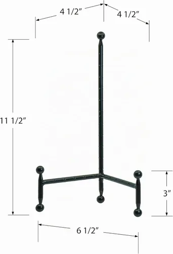 Vista 6 de Decorativo Placa De Trípode y el arte Soporte caballete acabado en negro – 11 pulgadas de altura