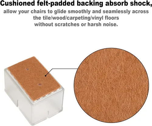 Vista 6 de Protectores de suelo para patas de silla, ajuste rectangular, longitud de 1-15/16 a 2-1/16 pulgadas y ancho de 15/16 a 1-3/16 pulgadas, tapas