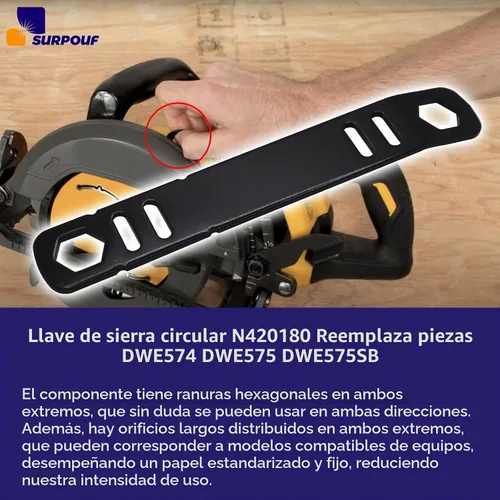 Vista 5 de N420180 N165861 Llave de sierra circular 60V 7-1/4 pulgadas Reemplazo DWE574 DWE575 DWE575 DWE575SB Parte