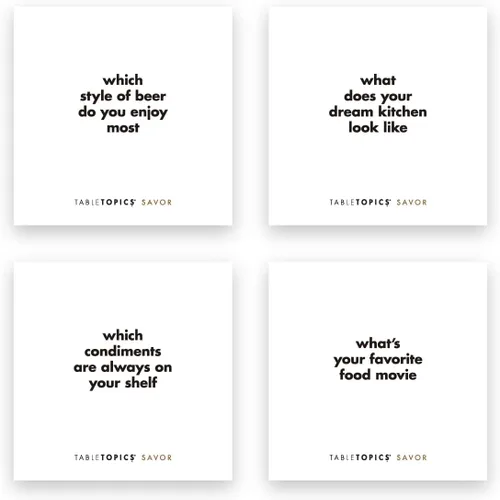 Vista 4 de TableTopics Saborea el juego de cartas de pregunta: 135 tarjetas de inicio de conversación para compartir tu pasión por la comida y la cocina