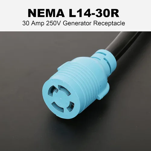 Vista 3 de CircleCord Cable adaptador NEMA L5-30P a L14-30R, adaptador de interruptor de transferencia de generador de 4 a 3 puntas, bloqueo giratorio
