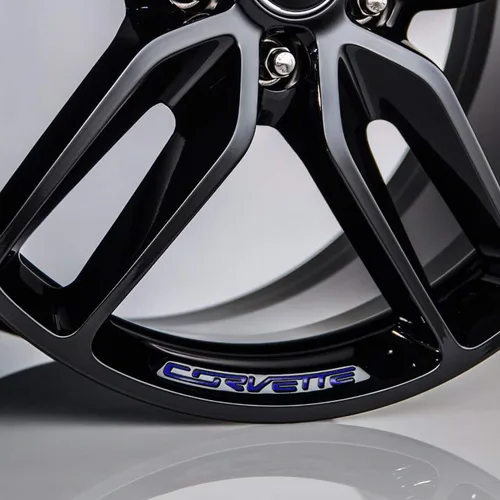 Vista 10 de Bogar Tech Designs Calcomanías de vinilo para inserción de rueda compatibles con C7 Corvette Stingray Z51 2014-2019 - Negro brillante