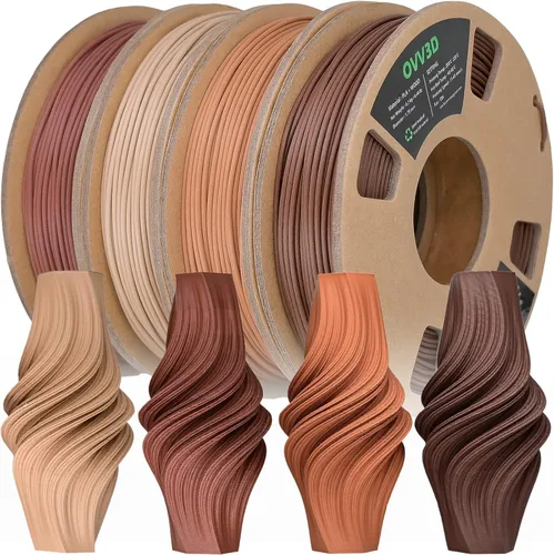 Vista 9 de OVV3D - Paquete de filamentos para impresora 3D PLA brillante, multicolor Negro Azul Púrpura Verde