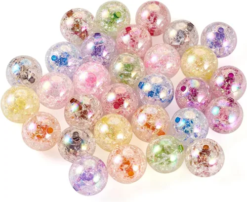 Vista 8 de Craftdady 30 cuentas acrílicas de 0.787 in de goma de mascar de color AB cuentas focales redondas gruesas de burbujas espaciadoras para bolígrafos