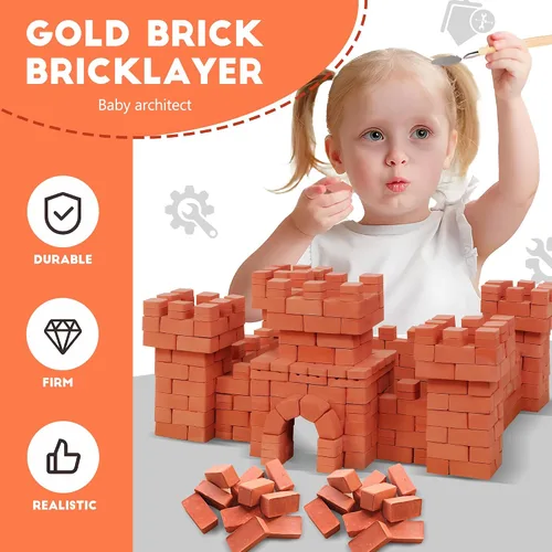 Vista 3 de Knight Bricklayer - Juego de construcción de ladrillo y mortero de arcilla, mini ladrillos y bloques de cemento, kit de mini casa de bricolaje