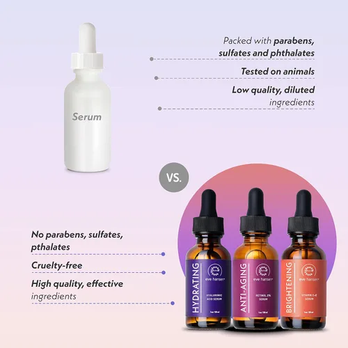 Vista 5 de Juego de suero antienvejecimiento con suero de vitamina C, suero de ácido hialurónico y suero de retinol Cuidado de la piel, paquete de 3 frascos