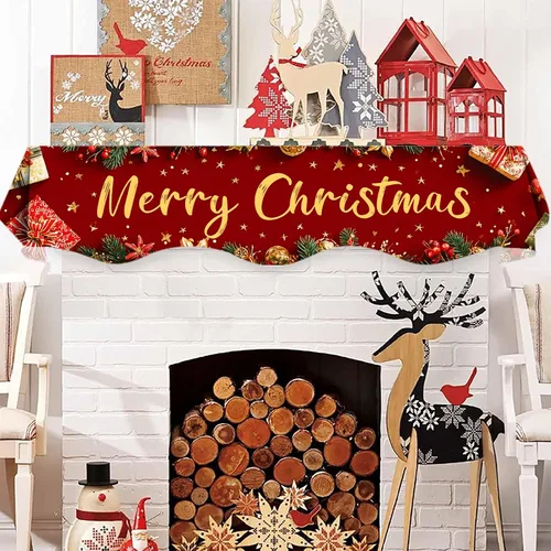 Vista 5 de NYZE Bufanda para Repisa de Chimenea Navideña 60 x 17 Pulgadas Cubierta Decorativa para Repisa de Chimenea de Navidad Camino de Mesa para Repisa