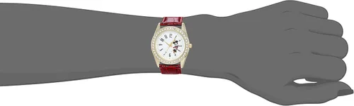 Vista 2 de Disney Reloj de cuarzo analógico redondo con purpurina para adultos, Rojo