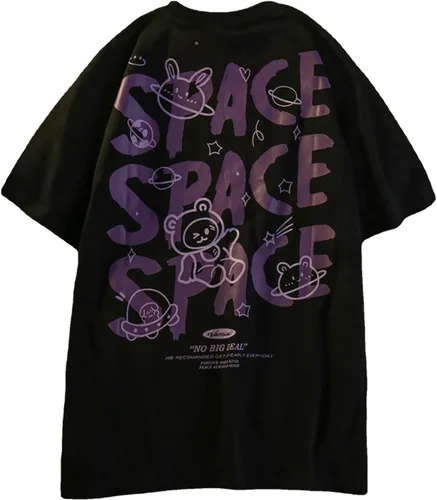 Vista 20 de Camiseta gótica para mujer, Y2K Harajuku, tops gráficos de algodón, ropa de anime 586 Gris Oscuro