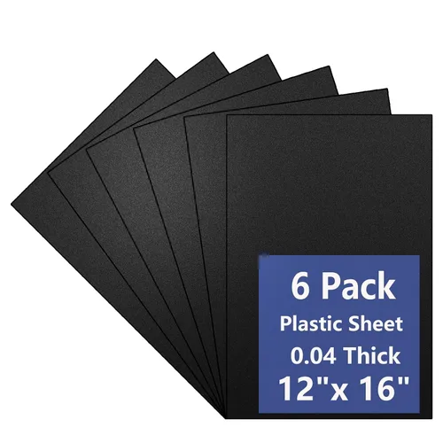 Vista 14 de Paquete de 6 hojas de plástico negro de 8 x 12 x 0.04 pulgadas, hojas de plástico flexibles de alta resistencia, panel de plástico negro