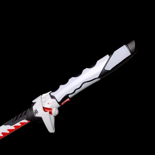 Vista 5 de Espada Katana Samurai hecha a mano, espada Genji, espadas de anime para cosplay, espada Overwatch blanca
