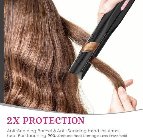 Vista 8 de SKIMI Airflow Styler, plancha de pelo de titanio alisadora de cabello plana, rizador de pelo profesional con tomas de aire de enfriamiento