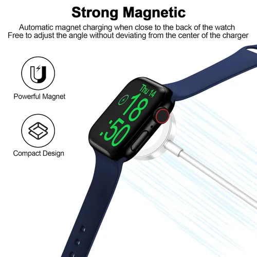 Vista 3 de Cable magnético de carga rápida actualizado para Apple Watch 2026 A-blanco