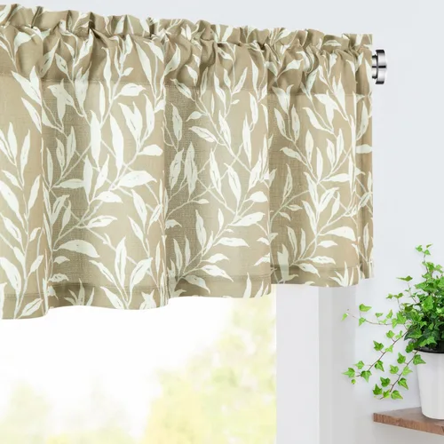Vista 43 de VOGOL Cortinas de cenefa de jacquard dorado con diseño de flores de lujo para dormitorio, sala de estar, comedor, 52 x 14 pulgadas, 1 panel, negro