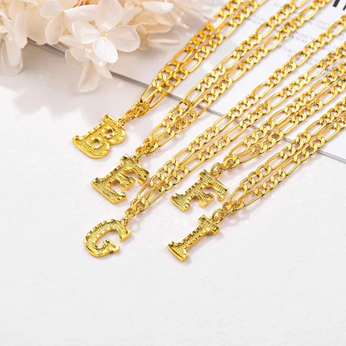 Vista 8 de FOCALOOK Collares de letra inicial de oro para hombres, adolescentes y niños, chapado en oro de 18 quilates, cadena de letra inicial A-Z, 16 pulgadas