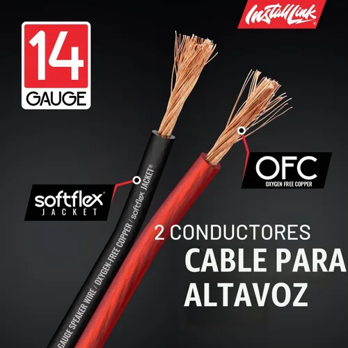 Vista 7 de Install Link Cable de altavoz calibre 14 AWG (30 pies) para automóvil o Rojo esmerilado/negro