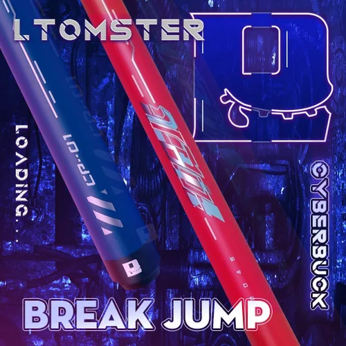 Vista 2 de Little Monster-Cyber - Taco de 3 piezas de 19 onzas, tecnología negra, fibra de carbono, palo de piscina de 57 pulgadas, 0.508 in con bolsa de cuero