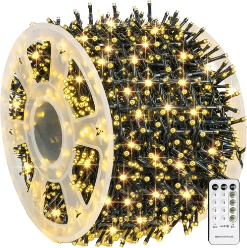 Vista 10 de Dazzle Bright - Guirnalda de luces de Navidad para exteriores, 1000 luces LED de 328 pies, enchufe de luz de hada con control remoto, 8 modos