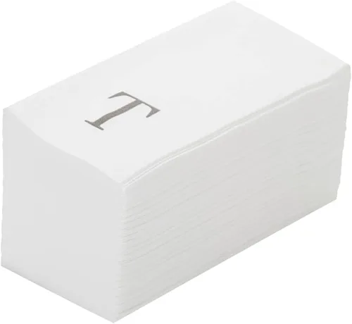 Vista 12 de Luxenap Toallas de invitados de tacto de lino de 15.8 X 7.9 pulgadas, 50 toallas de mano con letras - Letra dorada "S", fuente sans serif