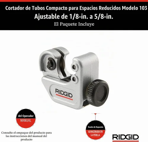 Vista 18 de Cortador de tubería RIDGID modelo 103 1/8 pulg x 5/8 pulg.