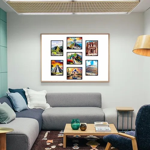 Vista 8 de Decoración de pared de las Siete Maravillas del Mundo, juego de 7 famosos carteles de ciudad de viaje, impresiones de 8 x 10 pulgadas, sin marco