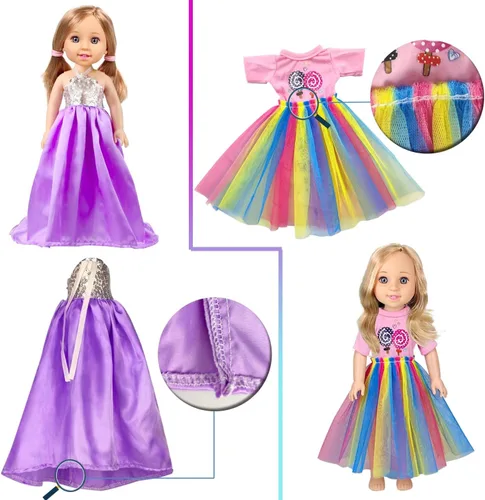 Vista 6 de WONDOLL American 10 Conjuntos de ropa de muñeca de 14/14.5 pulgadas