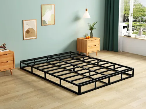 Vista 12 de Base de cama con somier de 3 pulgadas, tamaño individual, base de colchón de metal resistente con funda de tela, sin ruido, fácil montaje