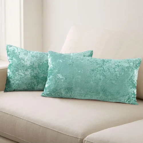 Vista 37 de Home Soft Things Funda de almohada decorativa de terciopelo triturado, 4 piezas, aguacate, 20 x 20 pulgadas, funda cuadrada de acento suave