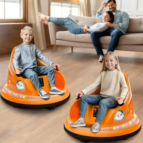 Vista 9 de 12V niños parachoques coche paseo en juguete con control remoto 360 Spin Naranja