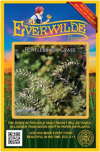 Vista 4 de Everwilde Farms - Semillas de hierba nativa Bottlebrush de 1 onza - Gold Vault